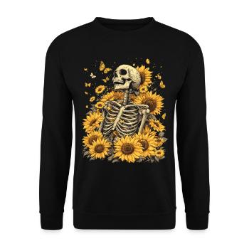 Fleurs squelettes - Sweat-shirt Unisexe - noir - Devant - Alina (178cm) & Michal (187cm)