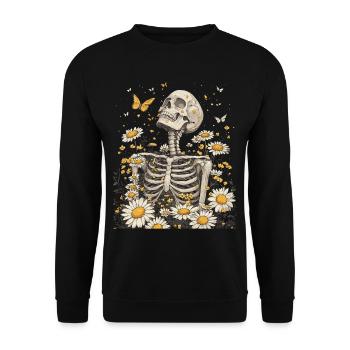 Fleurs squelettes - Sweat-shirt Unisexe - noir - Devant - Alina (178cm) & Michal (187cm)