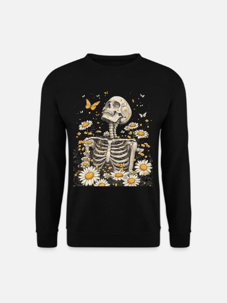 Skelett Blumen - Unisex Pullover - Schwarz