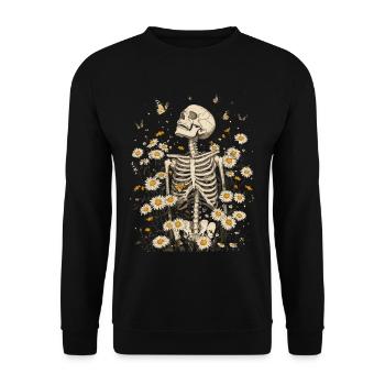 Fleurs squelettes - Sweat-shirt Unisexe - noir - Devant - Alina (178cm) & Michal (187cm)
