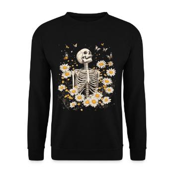 Fleurs squelettes - Sweat-shirt Unisexe - noir - Devant - Alina (178cm) & Michal (187cm)