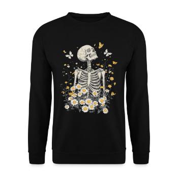 Fleurs squelettes - Sweat-shirt Unisexe - noir - Devant - Alina (178cm) & Michal (187cm)
