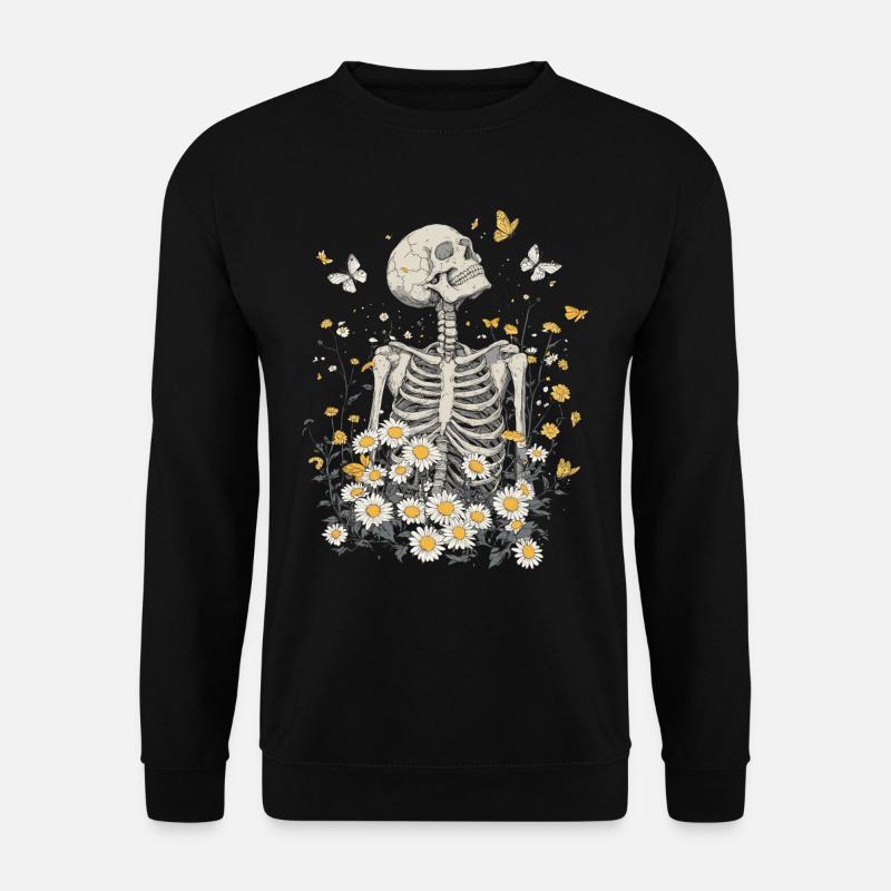 Skelett Blumen - Unisex Pullover - Schwarz