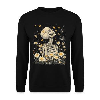 Fleurs squelettes - Sweat-shirt Unisexe - noir - Devant - Alina (178cm) & Michal (187cm)