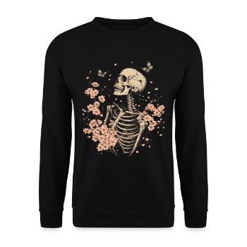 Fleurs squelettes - Sweat-shirt Unisexe - noir - Devant - Alina (178cm) & Michal (187cm)
