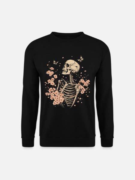 Skelett Blumen - Unisex Pullover - Schwarz