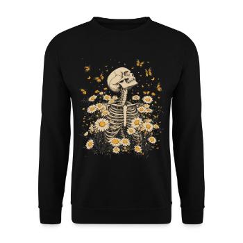 Fleurs squelettes - Sweat-shirt Unisexe - noir - Devant - Alina (178cm) & Michal (187cm)