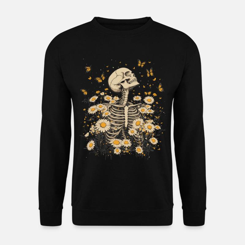 Skelett Blumen - Unisex Pullover - Schwarz