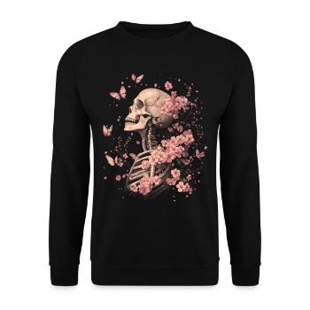 Fleurs squelettes - Sweat-shirt Unisexe - noir - Devant - Alina (178cm) & Michal (187cm)