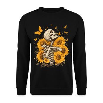 Fleurs squelettes - Sweat-shirt Unisexe - noir - Devant - Alina (178cm) & Michal (187cm)