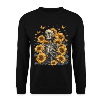 Fleurs squelettes - Sweat-shirt Unisexe - noir - Devant - Alina (178cm) & Michal (187cm)
