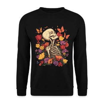 Fleurs squelettes - Sweat-shirt Unisexe - noir - Devant - Alina (178cm) & Michal (187cm)