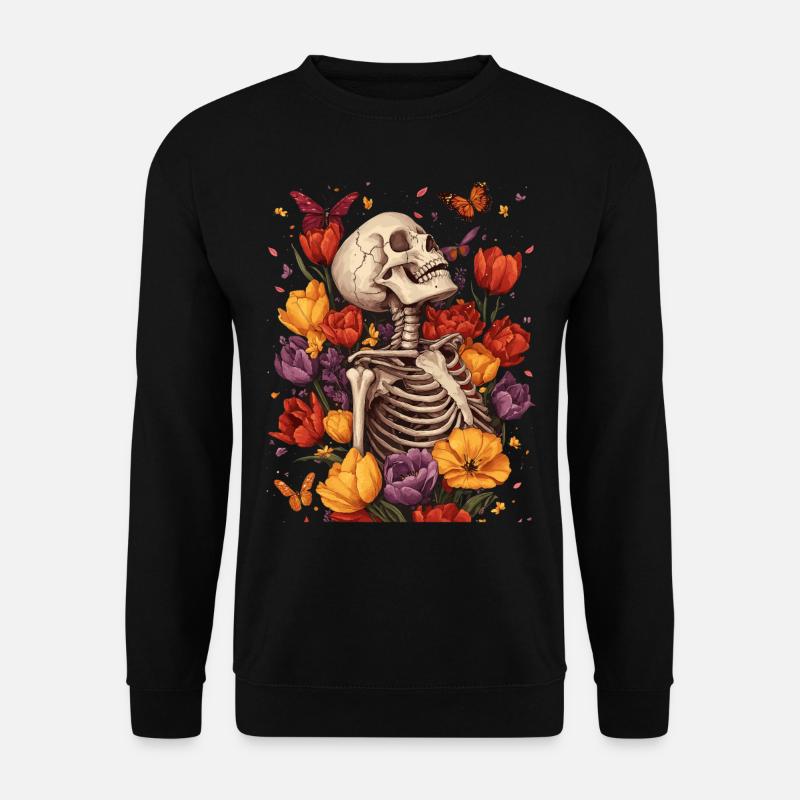 Fleurs squelettes - Sweat-shirt Unisexe - noir