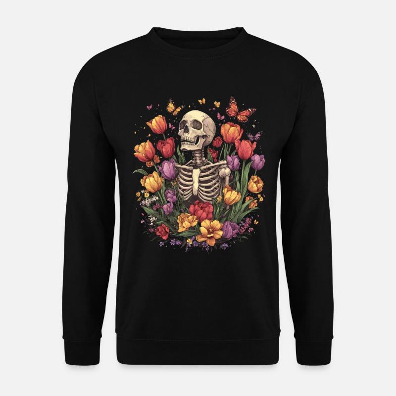 Skeleton Flowers - Unisex Sweatshirt - black