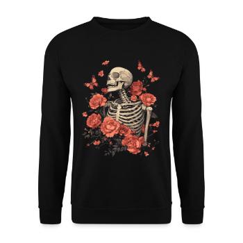 Fleurs squelettes - Sweat-shirt Unisexe - noir - Devant - Alina (178cm) & Michal (187cm)