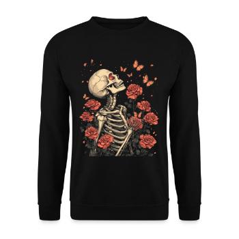 Fleurs squelettes - Sweat-shirt Unisexe - noir - Devant - Alina (178cm) & Michal (187cm)