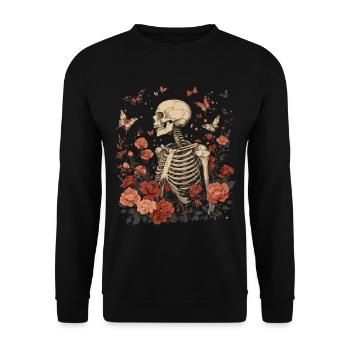 Fleurs squelettes - Sweat-shirt Unisexe - noir - Devant - Alina (178cm) & Michal (187cm)