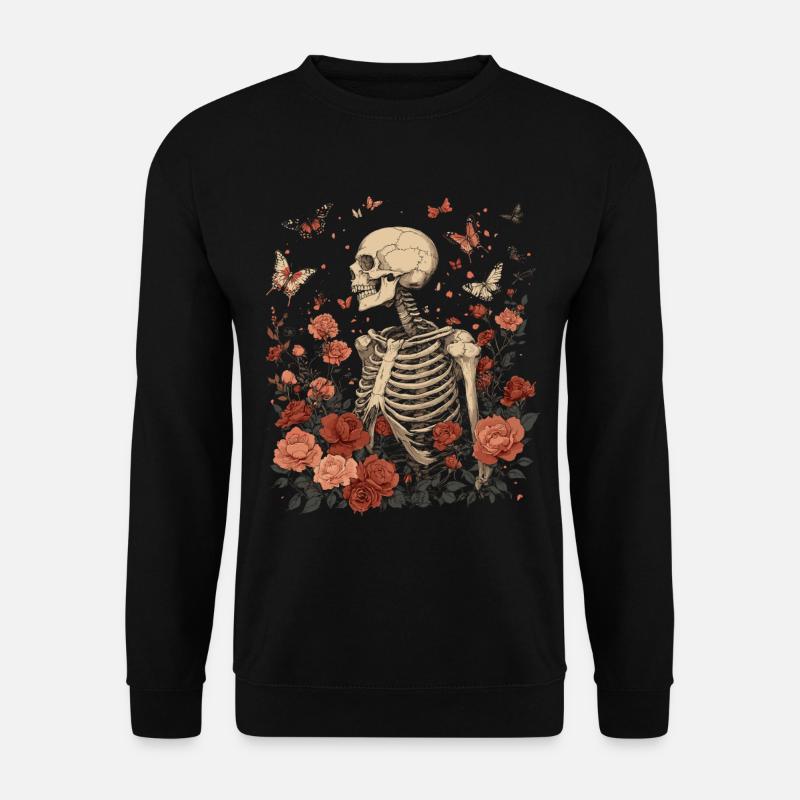 Skelett Blumen - Unisex Pullover - Schwarz
