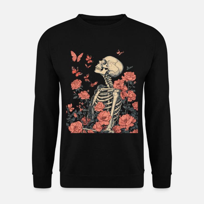 Fleurs squelettes - Sweat-shirt Unisexe - noir
