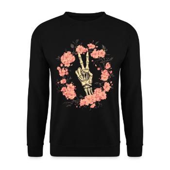 Skeleton Hand Peace Sign - Unisex Sweatshirt - black - Front - Alina (178cm) & Michal (187cm)