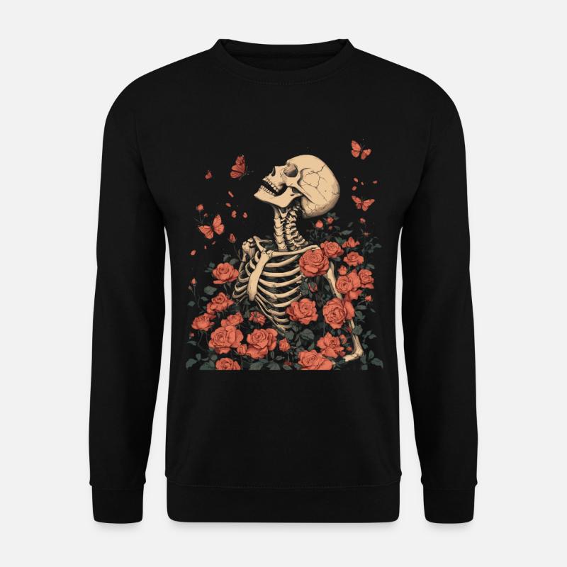 Skelett Blumen - Unisex Pullover - Schwarz