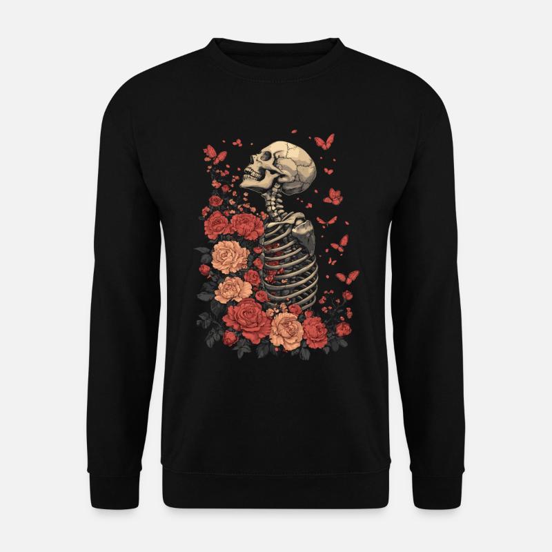 Skelett Blumen - Unisex Pullover - Schwarz