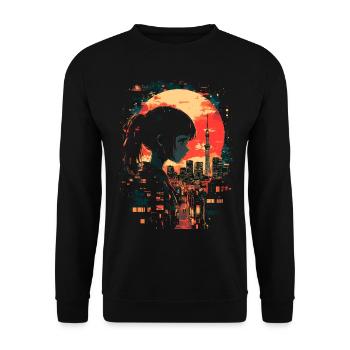 Anime Girl Japan - Unisex Sweatshirt - black - Front - Alina (178cm) & Michal (187cm)
