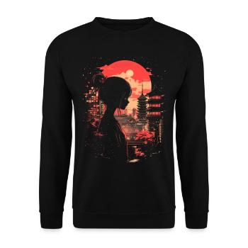 Fille d’Anime Japon - Sweat-shirt Unisexe - noir - Devant - Alina (178cm) & Michal (187cm)