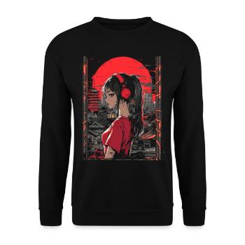 Fille d’Anime Japon - Sweat-shirt Unisexe - noir - Devant - Alina (178cm) & Michal (187cm)
