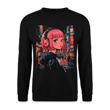 Anime Girl Japan - Unisex Sweatshirt - black - Front - Alina (178cm) & Michal (187cm)