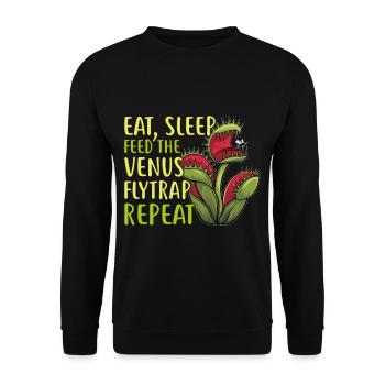 Venusfliegenfalle Karnivore Pflanze Design - Unisex Pullover - Schwarz - Vorne - Alina (178cm) & Michal (187cm)