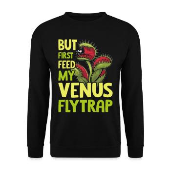Venusfliegenfalle Karnivore Pflanze Design - Unisex Pullover - Schwarz - Vorne - Alina (178cm) & Michal (187cm)