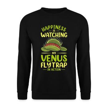 Venusfliegenfalle Karnivore Pflanze Design - Unisex Pullover - Schwarz - Vorne - Alina (178cm) & Michal (187cm)