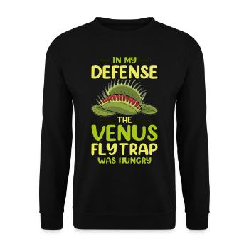 Venusfliegenfalle Karnivore Pflanze Design - Unisex Pullover - Schwarz - Vorne - Alina (178cm) & Michal (187cm)