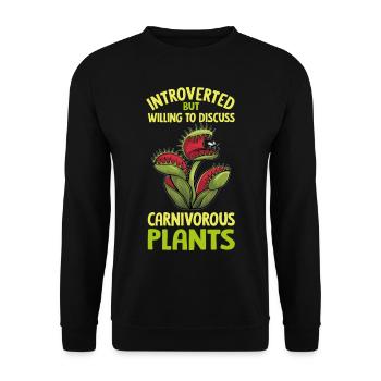 Venusfliegenfalle Karnivore Pflanze Design - Unisex Pullover - Schwarz - Vorne - Alina (178cm) & Michal (187cm)