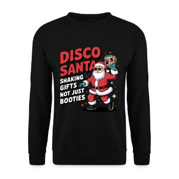 Disco Santa Xmas Santa Claus Weihnachten - Unisex Pullover - Schwarz - Vorne - Alina (178cm) & Michal (187cm)