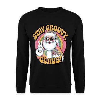 Weihnachtsmann Retro Santa Claus Disco - Unisex Pullover - Schwarz - Vorne - Alina (178cm) & Michal (187cm)