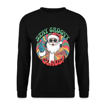 Weihnachtsmann Retro Santa Claus Disco - Unisex Pullover - Schwarz - Vorne - Alina (178cm) & Michal (187cm)