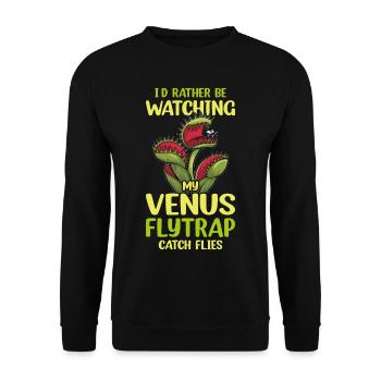 Venusfliegenfalle Karnivore Pflanze Design - Unisex Pullover - Schwarz - Vorne - Alina (178cm) & Michal (187cm)