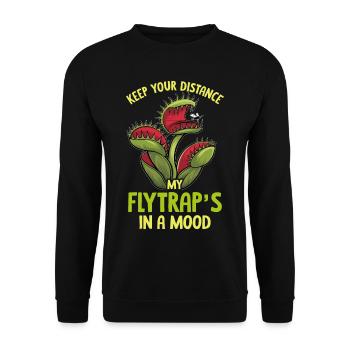 Venusfliegenfalle Karnivore Pflanze Design - Unisex Pullover - Schwarz - Vorne - Alina (178cm) & Michal (187cm)