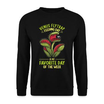 Venusfliegenfalle Karnivore Pflanze Design - Unisex Pullover - Schwarz - Vorne - Alina (178cm) & Michal (187cm)