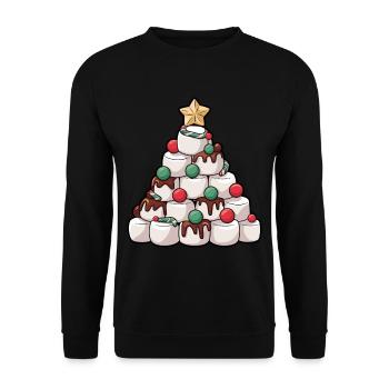 Weihnachten Weihnachtsbaum Marshmallow - Unisex Pullover - Schwarz - Vorne - Alina (178cm) & Michal (187cm)