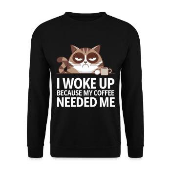Funny Coffee Cats Saying - Unisex Sweatshirt - black - Front - Alina (178cm) & Michal (187cm)