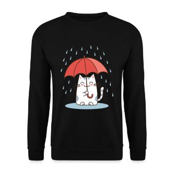 Rain Umbrella Cat - Unisex Sweatshirt - black - Front - Alina (178cm) & Michal (187cm)