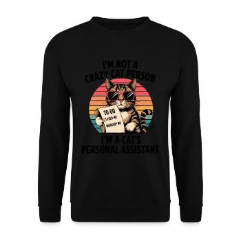 Witziger Katzen Spruch - Unisex Pullover - Schwarz - Vorne - Alina (178cm) & Michal (187cm)