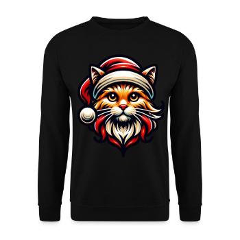 Katze Retro Weihnachten - Unisex Pullover - Schwarz - Vorne - Alina (178cm) & Michal (187cm)