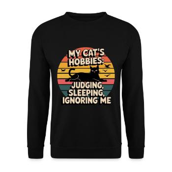 Witziger Katzen Spruch - Unisex Pullover - Schwarz - Vorne - Alina (178cm) & Michal (187cm)