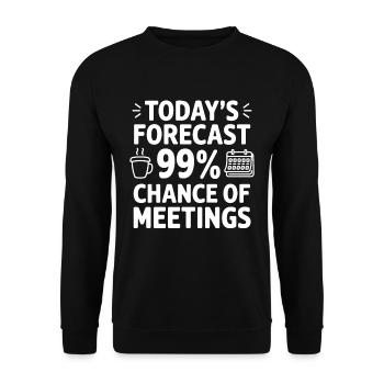 Büro Humor Meeting - Unisex Pullover - Schwarz - Vorne - Alina (178cm) & Michal (187cm)