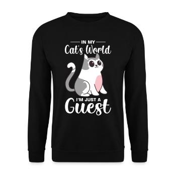 Witziger Katzen Spruch - Unisex Pullover - Schwarz - Vorne - Alina (178cm) & Michal (187cm)