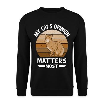 Witziger Katzen Spruch - Unisex Pullover - Schwarz - Vorne - Alina (178cm) & Michal (187cm)